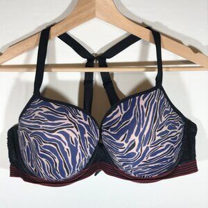 Freya Wild Plunge Women's 38DD Black Zebra Print Underwire Bra